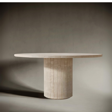 Fluted Travertine Marble Eclipse Dining Table