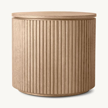 Fluted Solid Oak Round Side Table