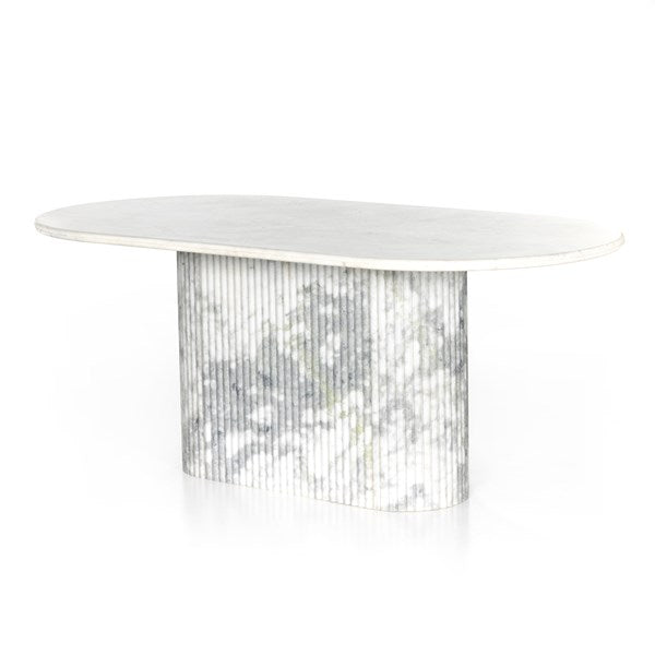 Fluted Carrara Arabescato Marble Dining Table