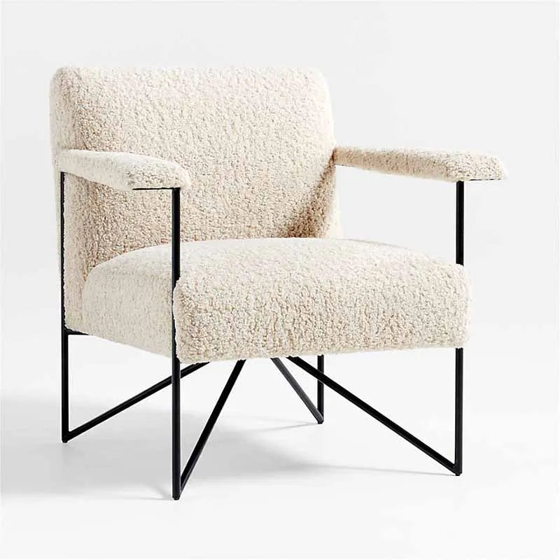 Boucle Metal Modern Accent Chair