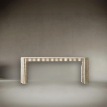 Fluted Travertine Marble Console Table